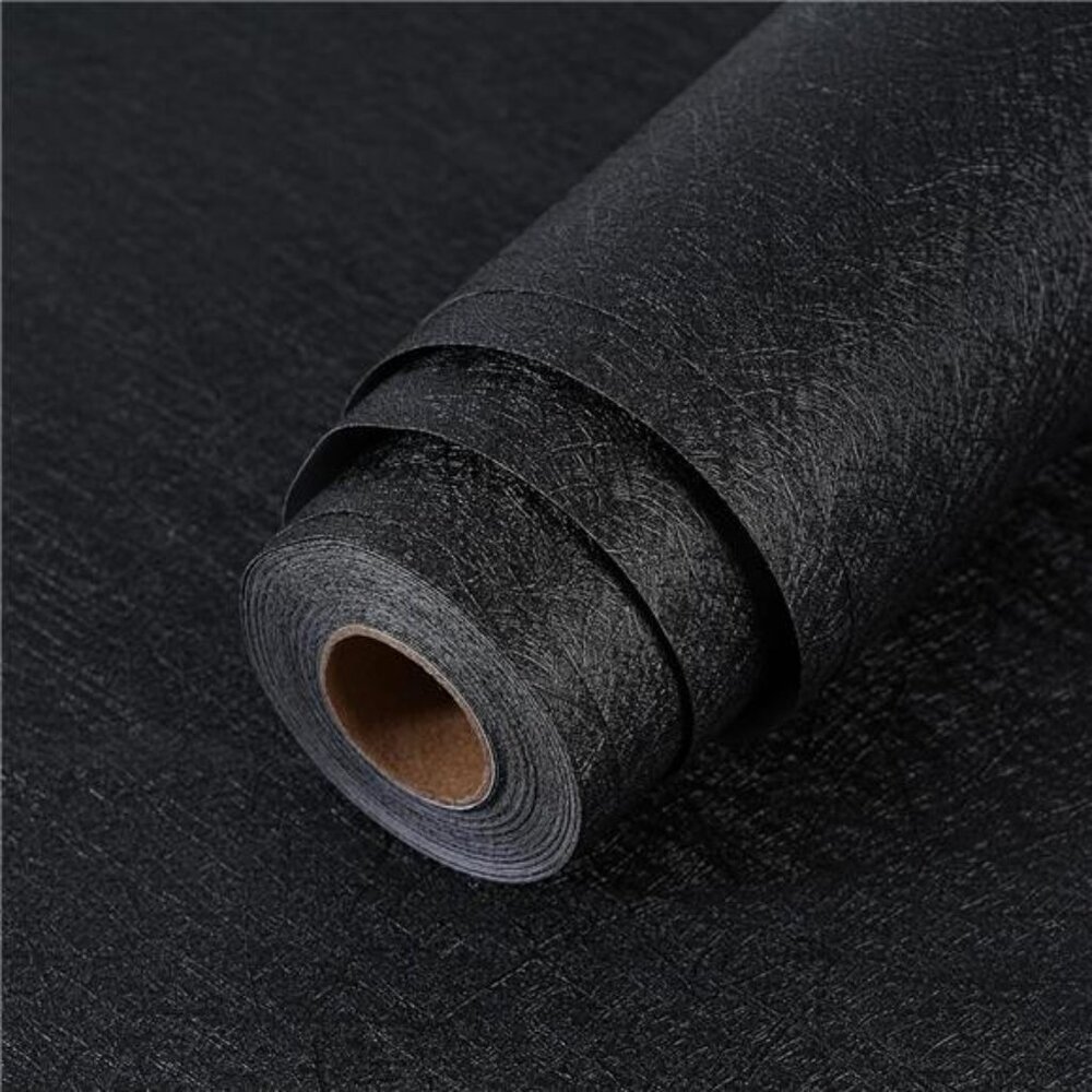 Peel and Stick Wallpaper Black Silk Wall Paper - 15.7 x 300 Inch Self Adhesive